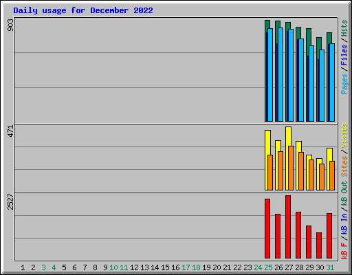 Daily usage for December 2022